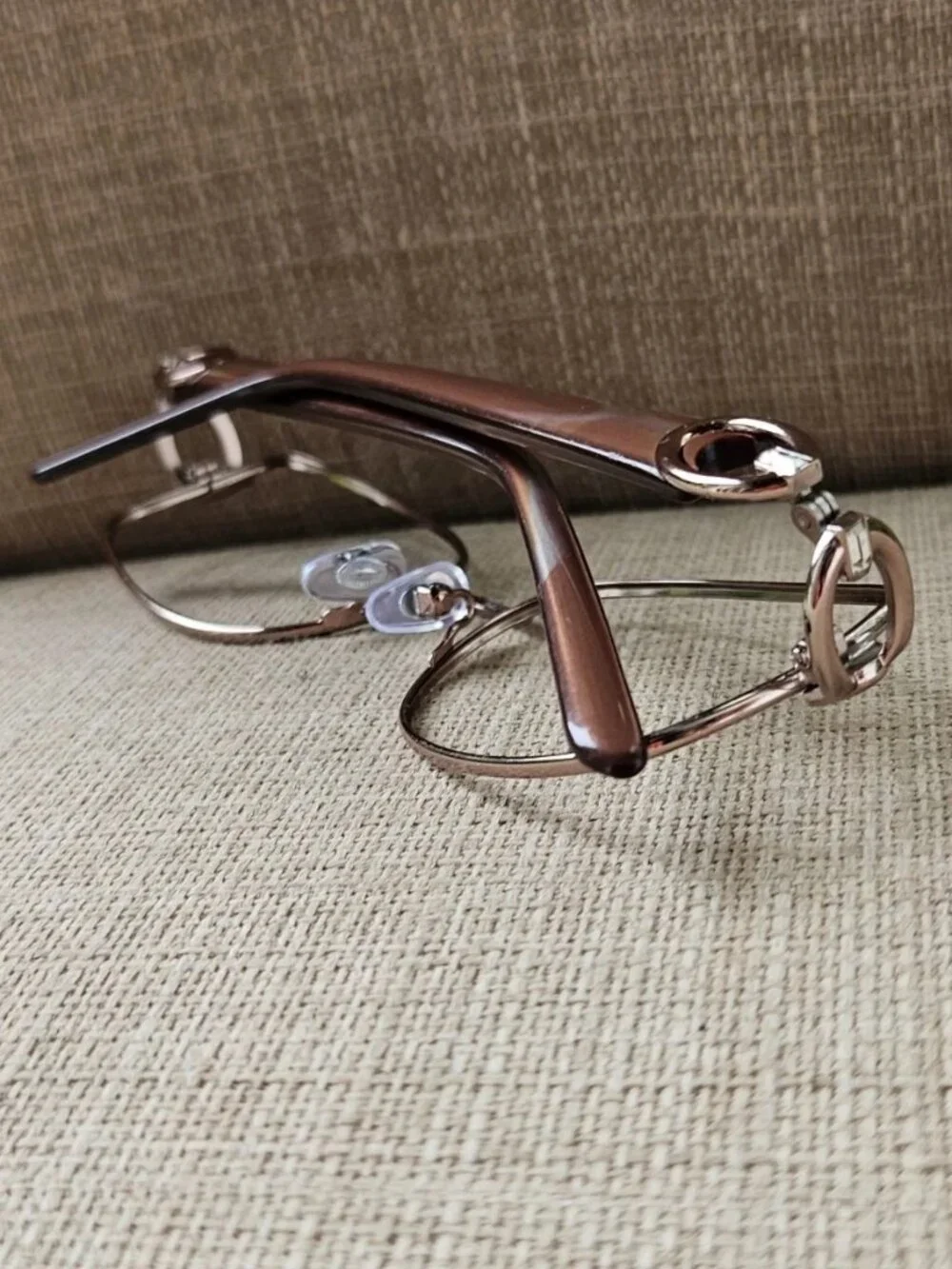 Vintage Kirkland Signature Eyeglasses Frame Gold/Taupe Eyewear Paradise Italy